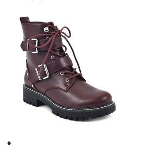 NEW SO Finleyy Women's Combat Boots  - Burgundy - Size 7 - Half Price Sale!